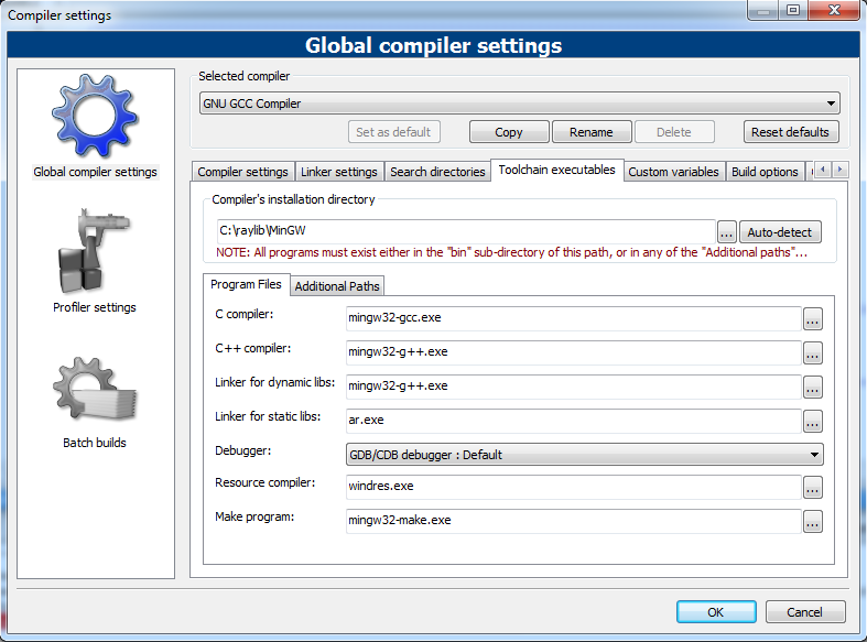 /mirrors/raylib/raw/commit/6f30a19dd7d03a68fc3e39f00e8cd2de0fba95f2/projects/CodeBlocks/compiler_settings.png